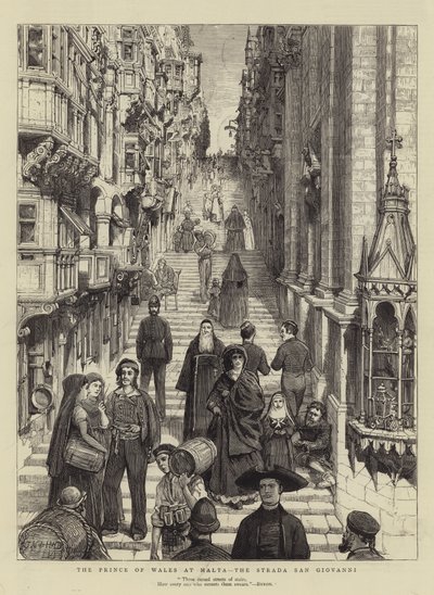 The Prince of Wales at Malta, the Strada San Giovanni by Joseph Nash